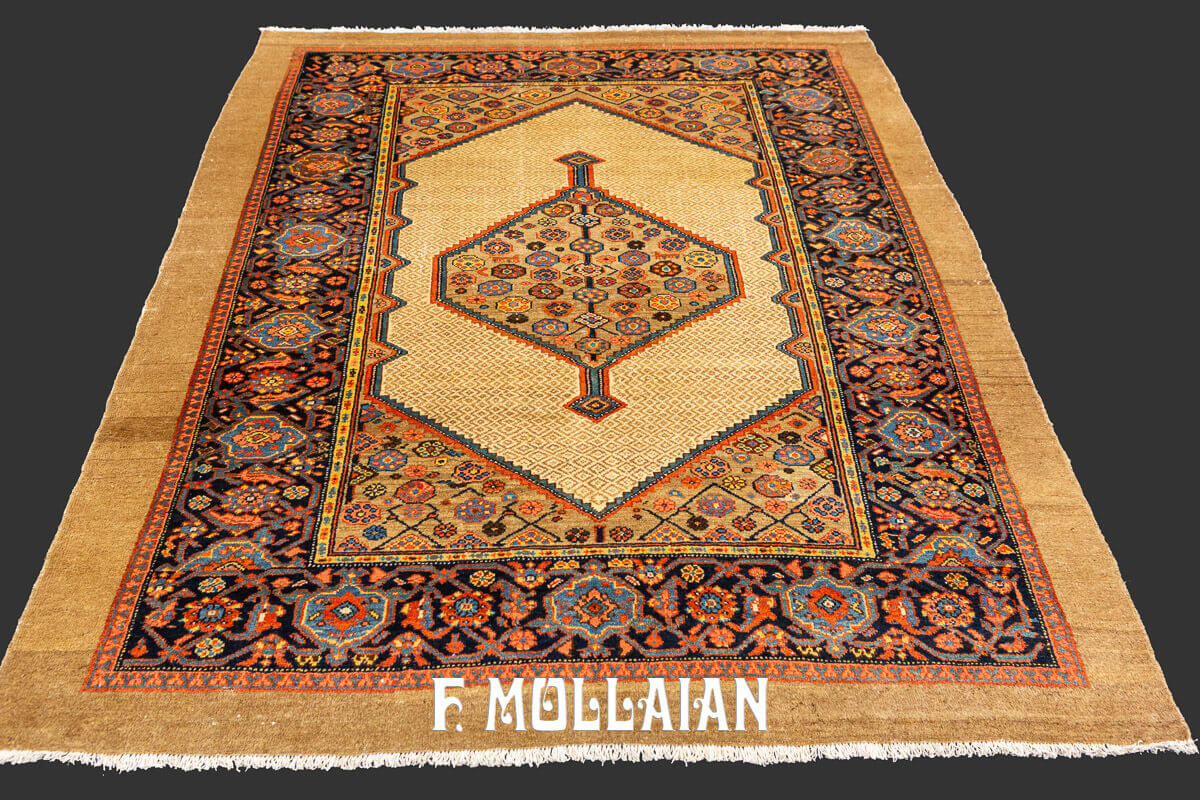 Camel-color Antique Persian Sarab Medallion Rug n°:278370